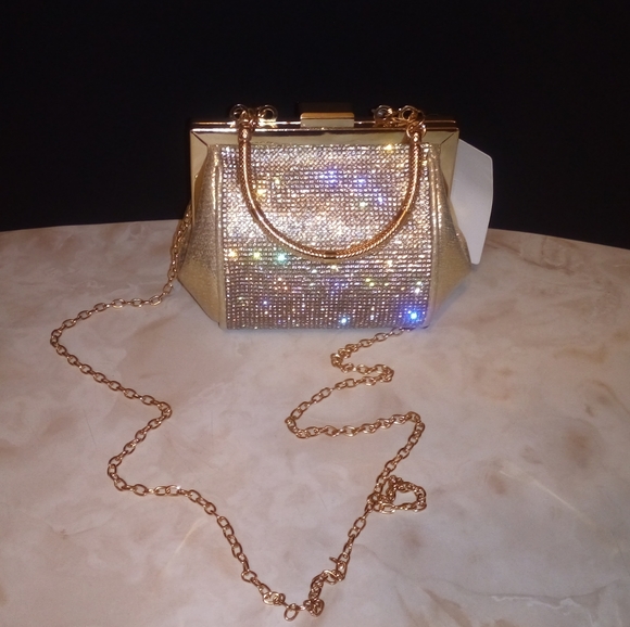 N/A Handbags - Small Gold & Rhinestone "After 5" Evening Handbag